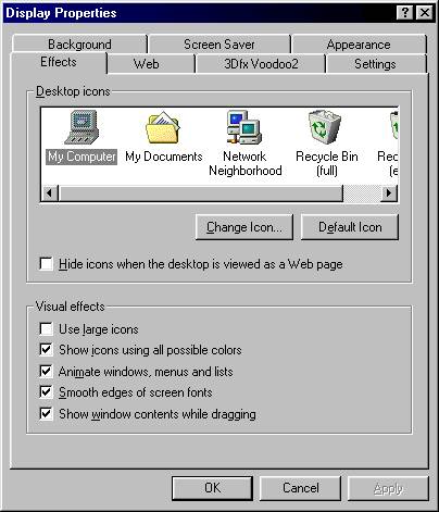 Windows 98 Display Properties