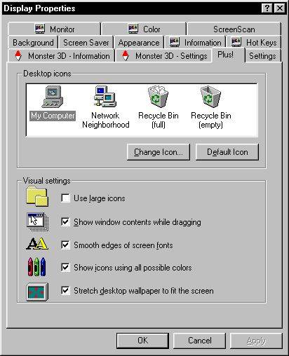 Windows 98 Display Properties